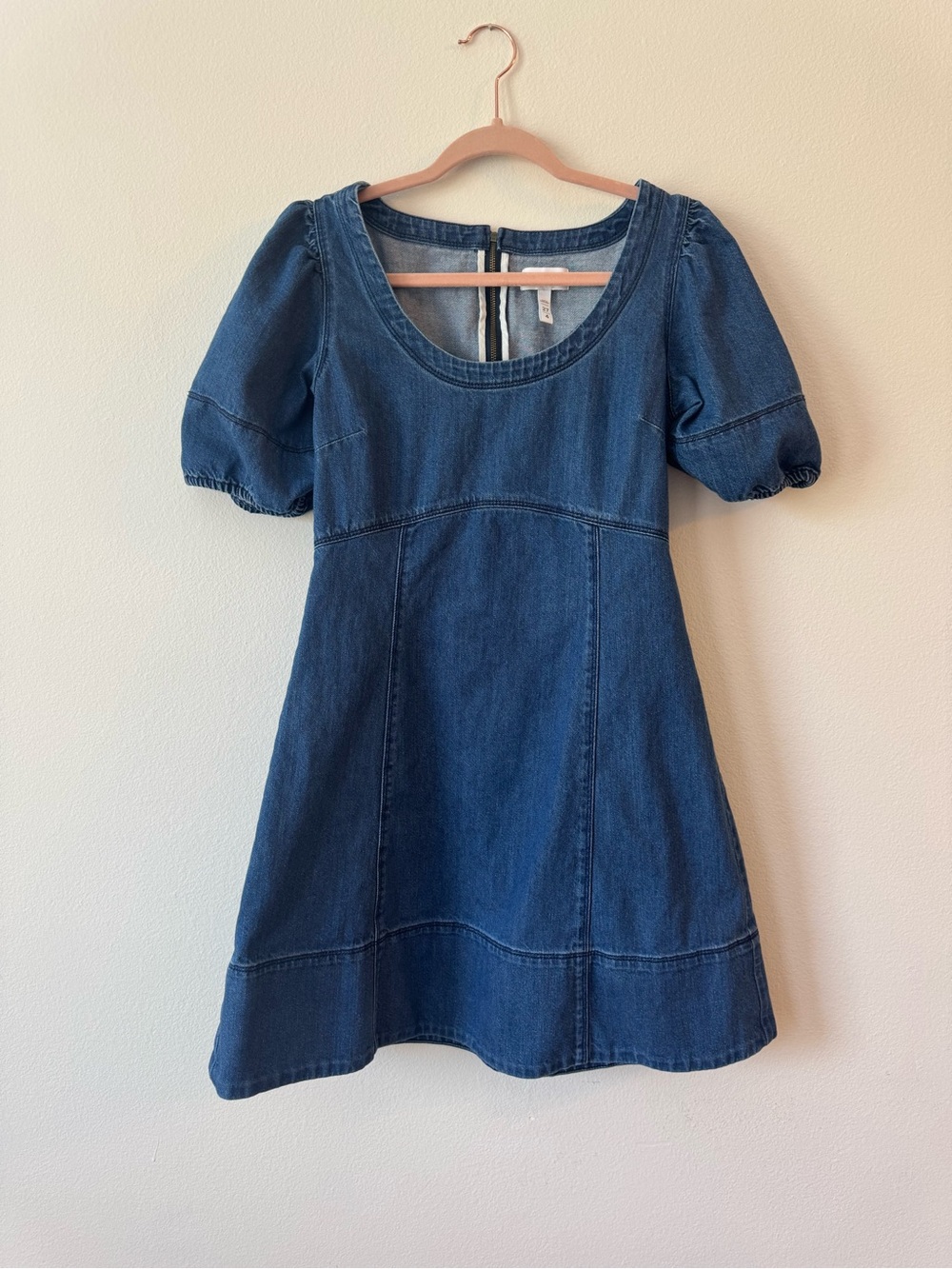 Blue Denim Puff-Sleeve Dress